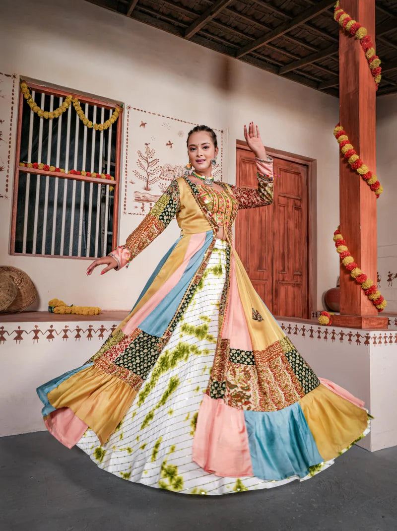 Rainbow Designer Cotton Lehenga Choli With Embroidery Sequence Work