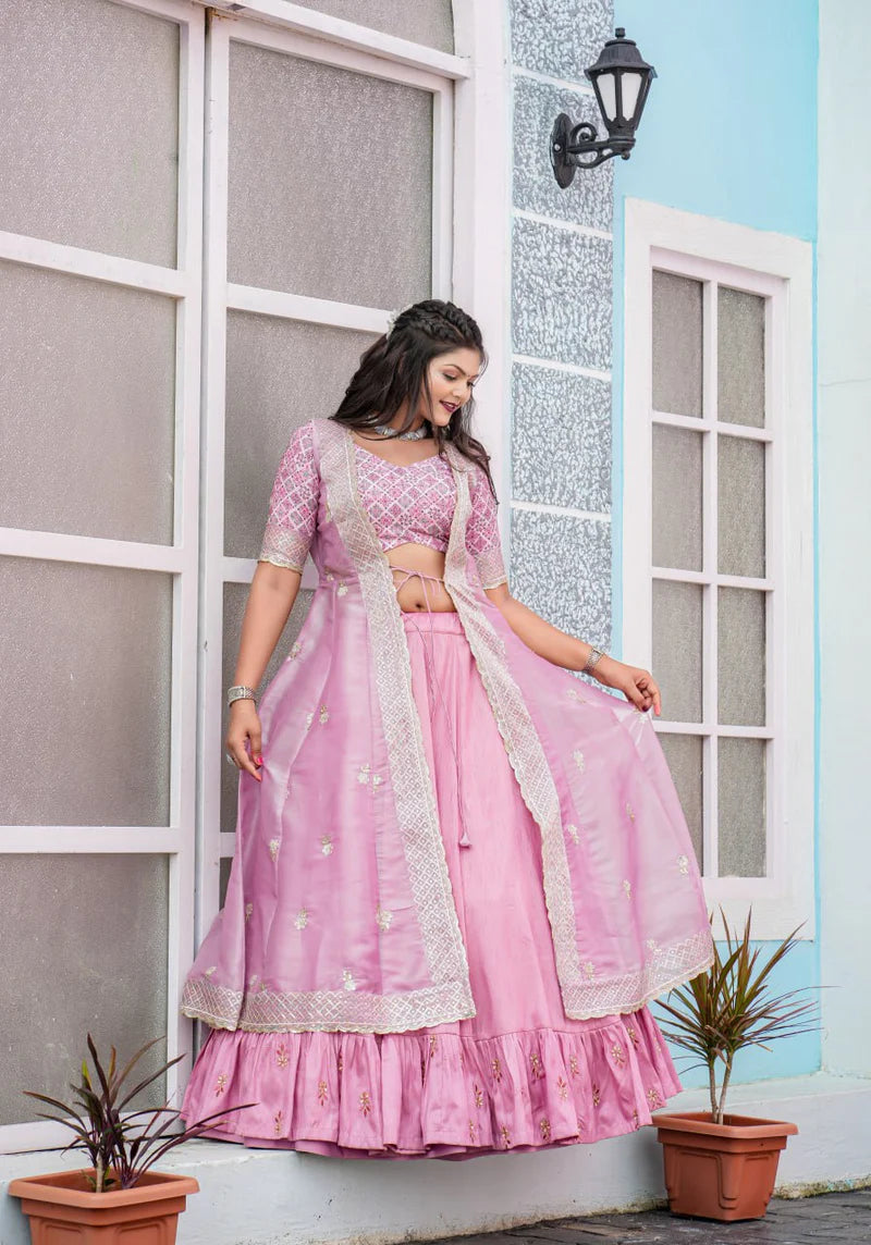 Heavy Designer Joya Silk Embroidery Zari Work Lehenga Choli With Attractive Blouse Piece